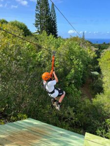 A person Zip-lining